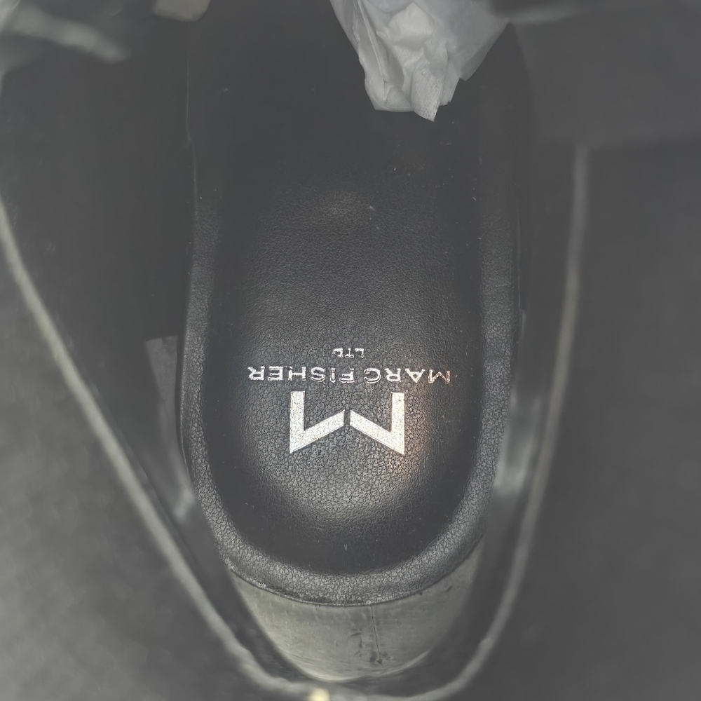 NWOT Marc Fisher Ltd. Black Knit Collar Elwa Round Toe Lace-Up Leather Boots 6.5 - Picture 12 of 16